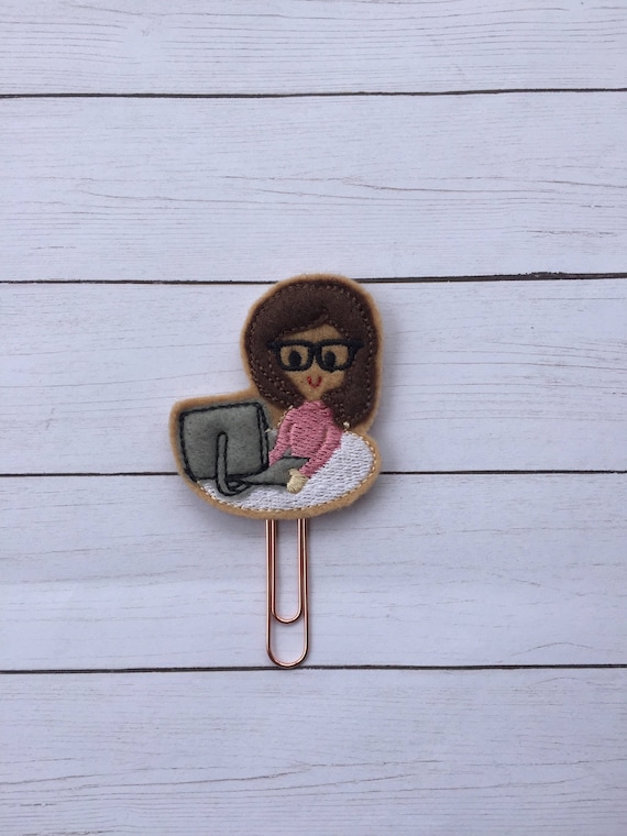 Computer Girl planner Clip/Planner Clip/Bookmark. Computer Planner Clip. Girl Planner Clip