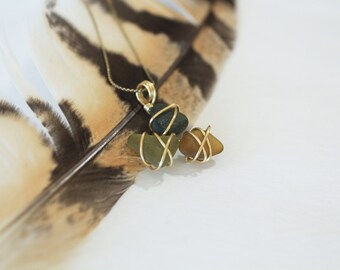 Fall Sea Glass Pendant Trio