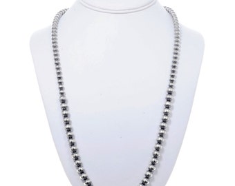 Navajo Desert Pearl Necklace Graduated Silver Bead Strand