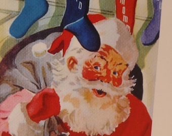 ON SALE Retro Santa Claus Cards - 2 styles - Blank Card - 4 card set with Free US Shipping