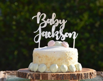 Baby Cake Topper,Glitter Cake Topper,Personalized Cake Topper,Name Cake Topper,Personalized Baby Shower Cake Topper,Ready in 1-3 bus. days