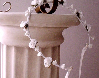 bridal hair flower White Wedding Accessories baby halo -Claire- Floral Crown headpiece Wreath Handmade rhinestones garland flower girl