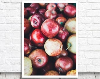 Apple Photo Print, Apple Print, Photo Printable Wall Art, Photo Download, Kitchen Print, Food Print, Fruit Print, Apple Poster, Kitchen Art