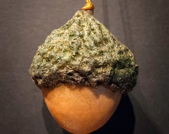 Set of Five Sparkling Glitter Acorn Christmas Tree Ornament