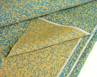 Vintage Teal And Chartreuse Woven Fabric