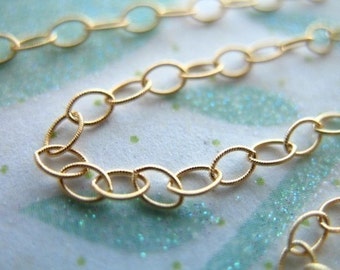 14k Gold Filled Chain, 10-20% less,Textured Flat Cable Chain, Oval Links, 3.5x2.3 mm, delicate jewelry chain MMGF..MGF7