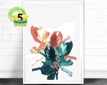 Tropical Leaf Print Botanical Print Plant Leaf Print Foliage Printable Green Leaves Leaf Photo Tropical Wall Art Decor Tropical Leaves Print