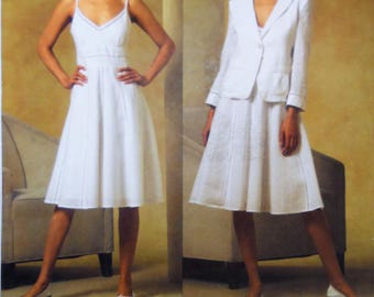 Vogue 2966. Donna Karan New York American Designer pattern. DKNY dress and jacket pattern. DKNY fashion dress and jacket. Sizes 6-12.