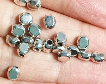 100 pcs silver plated smooth polygon spacer beads 5x4mm, metal spacer beads