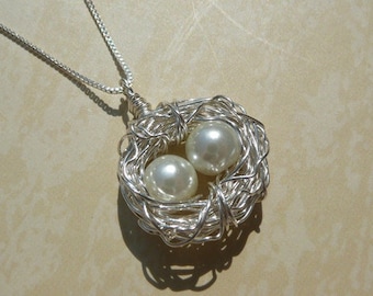 Birds Nest Necklace Sterling Silver