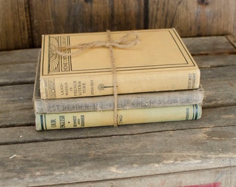 Vintage Book Bundle French Country Book Decor, vintage books, decorative book binding, book decor, rustic wedding, bookshelf styling