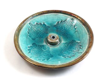 Raku VAJRA INCENSE BURNER Handmade Ceramic Pottery Buddhist