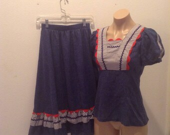 Vintage Gunne Sax Black Label Skirt Set Rare 1969 Boho Hippie