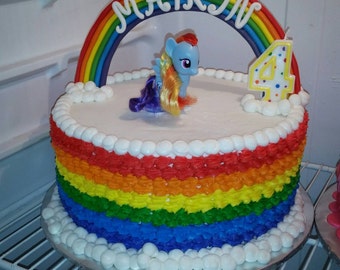 My Little Pony Inspired Rainbow Fondant Cake Topper Set