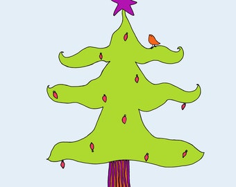 Christmas Tree Art Print, Children Kid's Room
