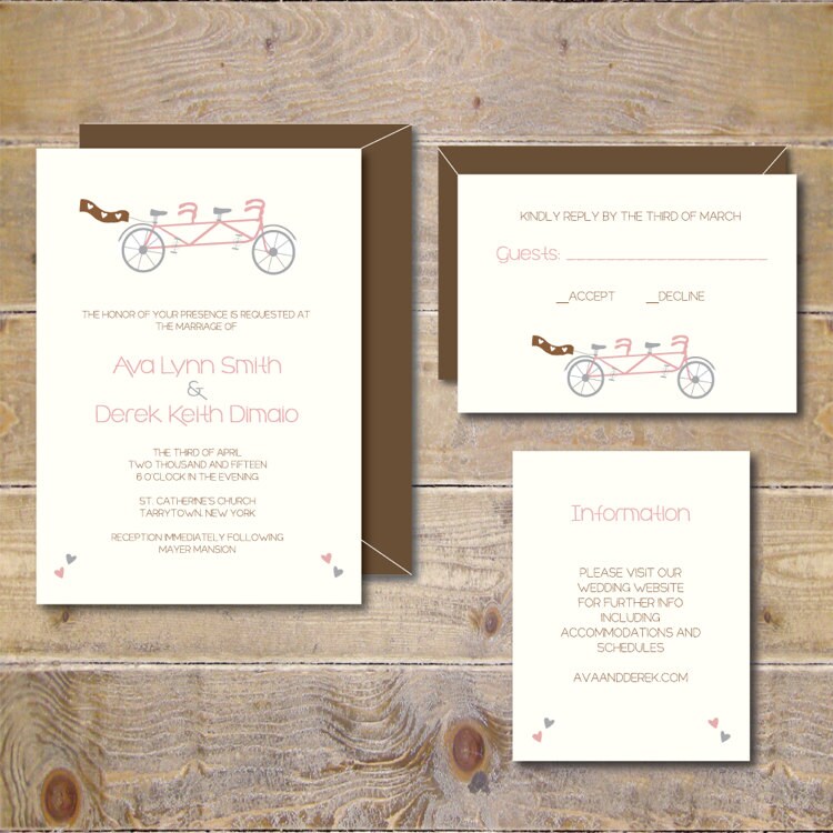 Bike Wedding Invitations . Bicycle Wedding Invitations . Bike