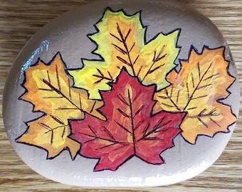 Painted Rock - Autumn Leaves Stone Pebble Kindness Fall
