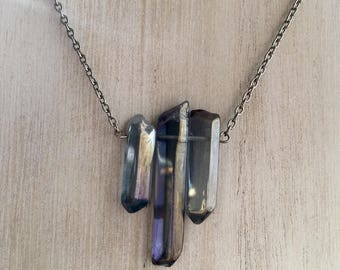 3 quartz bar necklace