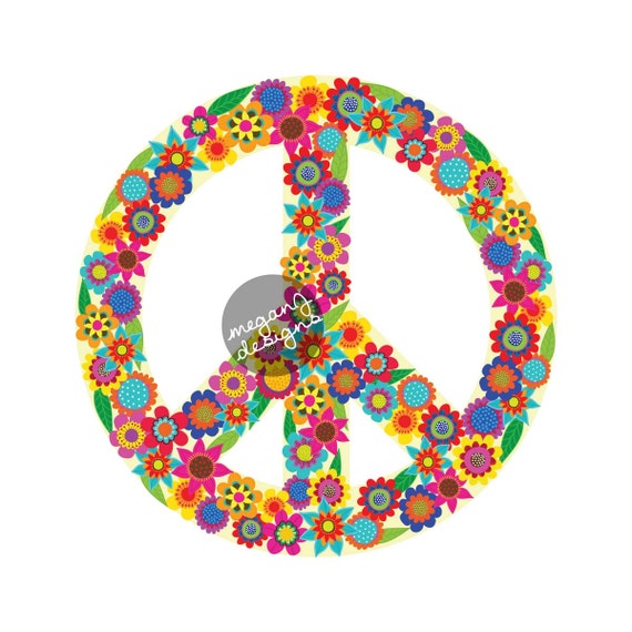 Floral Peace Sign Decal Colorful Flower Car Decal Peace