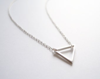 Petite Geometric Triangle Necklace in Silver