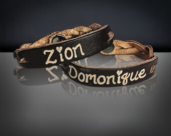 Custom Leather Bracelet -Leather Personalized Bracelet-His and Her jewelry-Engraved name bracelet-personalized gifts -Matching couples gifts