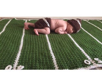 Baby Football Field Blanket only diaper wrap and beanie not included .