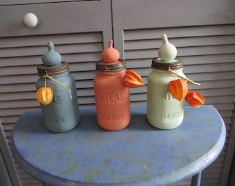 Decorative Jars with Gourds, Canning Jar, Mason, Canning, Gourd