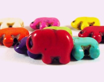 5 elephants red howlite, 10x14mm (PH53) beads