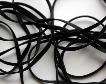 1/8" Velvet Ribbon - Black - 5 yards