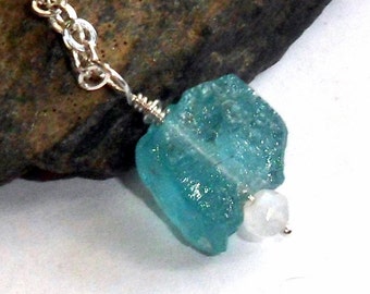 Teal Blue Kyanite Gemstone Necklace Sterling Silver Nugget earthegy