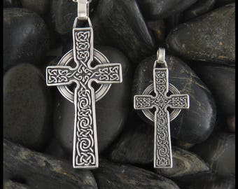 Celtic Cross Pendant in Silver, Celtic Cross in 2 Size Options, Sterling Silver Cross