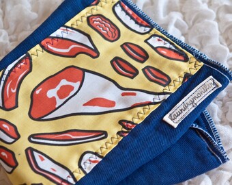 Baby burp cloth - Nice to meat you navy blue hand dyed burp cloth