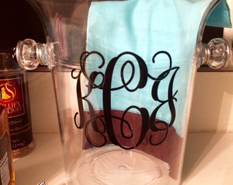 Personalized Acrylic Monogrammed Ice Bucket, Beaded & Wire Wrapped - Wine Chiller, Monogram Initials, Name, or Word, Polka Dots