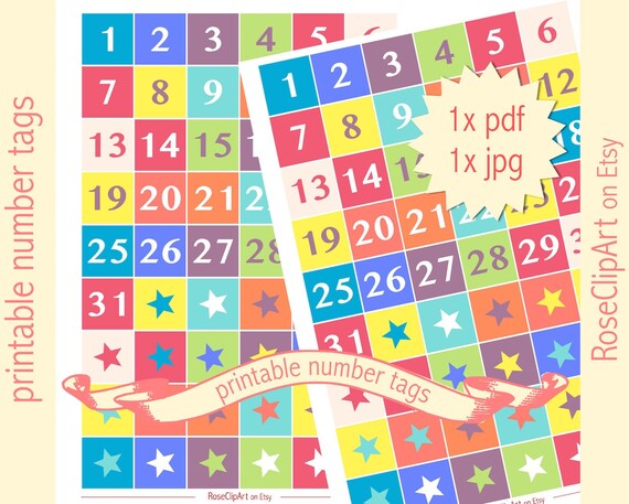 items similar to printable numbers 1 31 instant download advent