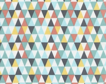 40% OFF SALE - TRIANGLE Geo in Aqua C3045 - By Alice Kennedy for Timeless Treasures Fabric - By the Yard