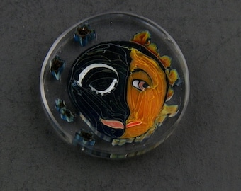 Sun and Moon Glass Murrine Boro Murrina Cabochon - 142B
