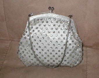 Vintage Silver Rhinestone Evening Purse