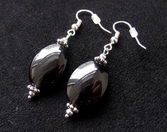 Black Oval Dangle Earrings