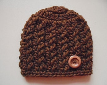 Newborn boy hat, brown baby hat, newborn hat, boy hospital hat, coming home outfit, baby boy hat, crochet baby hat, winter baby hat