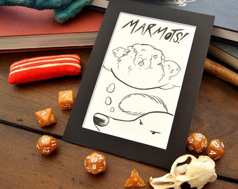 DnDoggos Pickles "Marmots" Original 5x7 Art