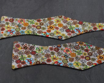 Handmade bow tie colorful floral self tie freestyle colorful cotton bowtie