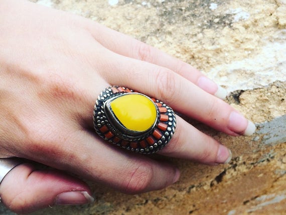 STATEMENT MOROCCAN RING - Vintage ring - Adjustable ring - Crystal Ring - Antique style - Handmade - Gift - Costume jewellery - Statement