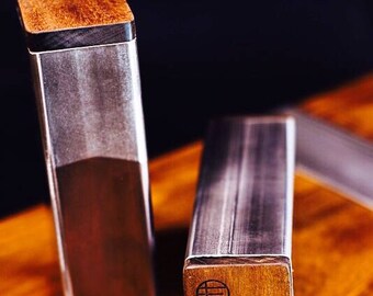 Book Ends, Brazilian Tiger Wood, Stainless Steel, Handmade
