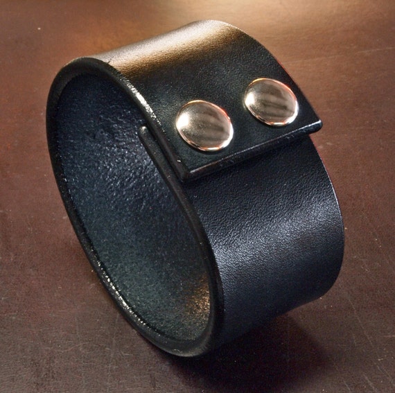 Leather cuff bracelet Black Bridle Custom made for YOU Leather wristband in USA by Freddie Matara