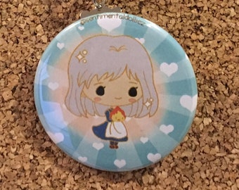 Old Sophie & Calcifer Howl's Moving Castle Chibi Studio Ghibli Miyazaki Button Keychain