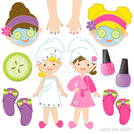 Girls Spa Party Cute Digital Clipart Commercial Use OK Spa