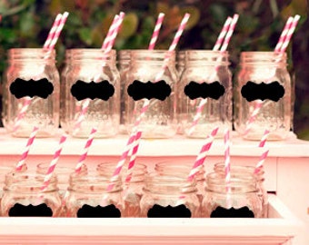 Mason Jar Chalkboard Labels decals vinyl small- Set of 20 - Parties, Weddings, Organization