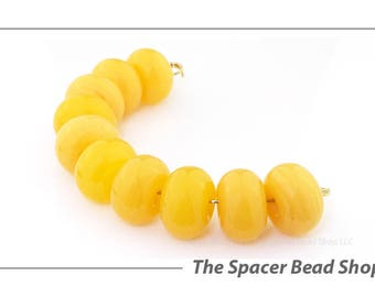 GHEE BUTTER YELLOW Lamp Work Beads Spacers Glass Handmade - The Spacer Bead Shop