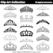 Clip Art Crowns & Tiaras - Black and White (18 Digital Embellishments PNG/JPG) Princess Jewelry Wedding Party Disney Bride Queen Invitation