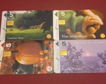 Phone Cards Latvia 4 Pcs Lattelekom Telekarte 1998 2000 2001 5 Ls C105
